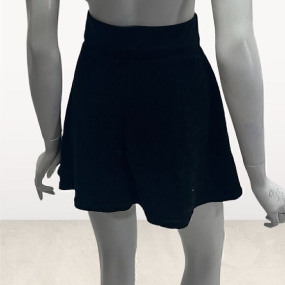 Rue21 Black Terry High Waist Mini Y2K Skater Skirt Drawstring Waist - Picture 4 of 6